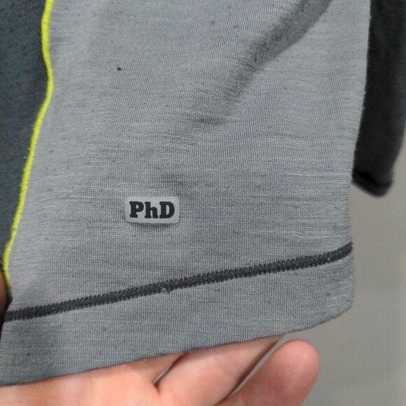 Smartwool Mens PhD Wind Merino Poly Blend Half Zip LS Top Size S Gray Hiking - Picture 10 of 14